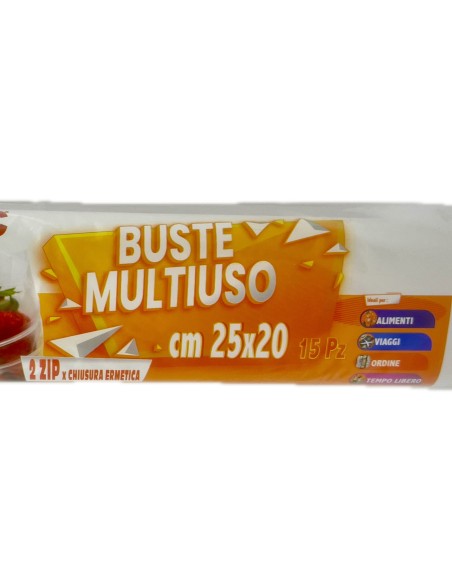 Dinamic 15 Buste Multiuso Con Zip Chiusura Ermetica - 25x20cm - Per Alimenti